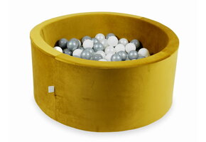 Ballenbak - 90x40cm - rond - 300 ballen - goud, multicolour