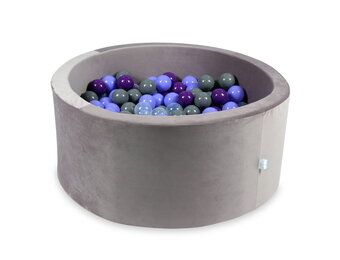 Ballenbak - 90x40cm - rond - lila, multicolour - 300 ballen