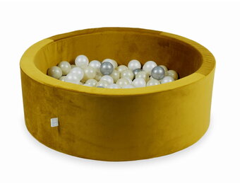 Ballenbak - 200 ballen - 90x30cm - rond - goud, multicolour