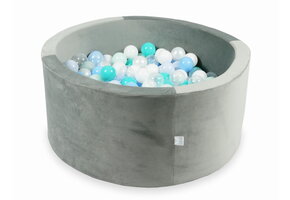 Ballenbak - 300 ballen - rond - grijs, multicolour - 90x40cm