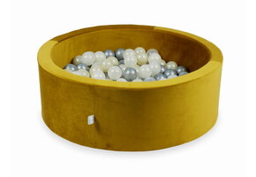 Ballenbak - 90x30cm - rond - goud, multicolour - 200 ballen