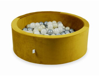 Ballenbak - 90x30cm - rond - goud, multicolour - 200 ballen