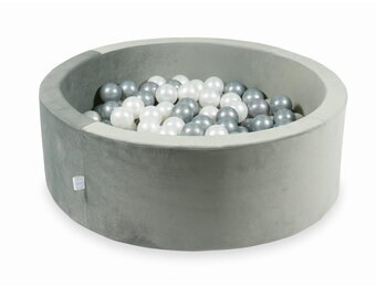 Ballenbak - 200 ballen - 90x30cm - grijs, multicolour - rond