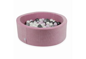 Ballenbak - 200 ballen - 90x30cm - rond - roze, multicolour