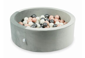 Ballenbak - 200 ballen - 90x30cm - rond - grijs, multicolour