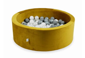 Ballenbak - 200 ballen - 90x30cm - rond - goud, multicolour
