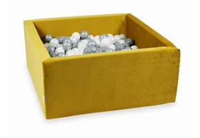 Ballenbak - 90x90x40 cm - vierkant - goud - 400 ballen