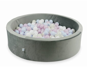 Ballenbak - 110x30cm - 400 ballen - rond - grijs, multicolour