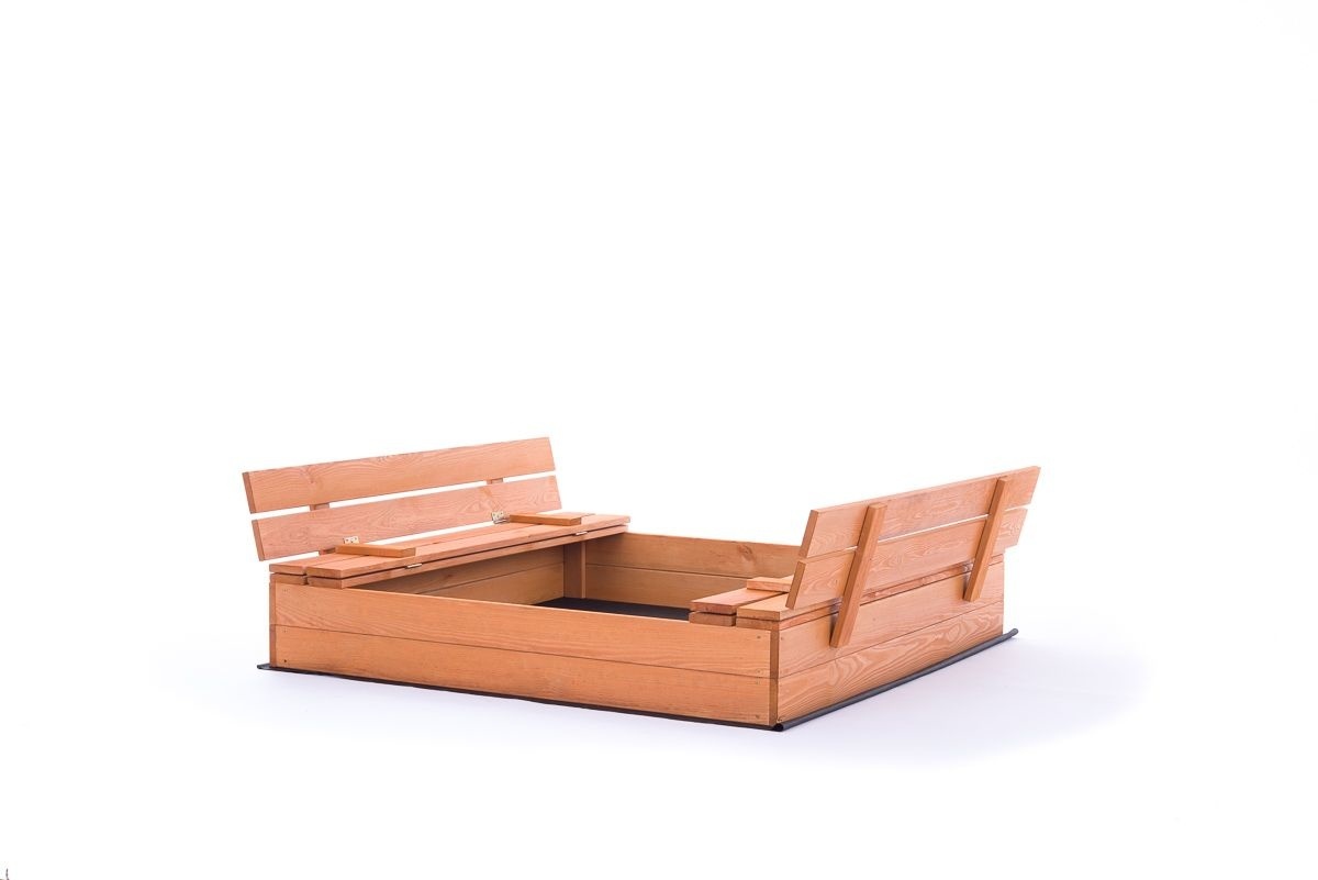 Zandbak - met deksel & bankjes - 120x120cm - geïmpregneerd hout
