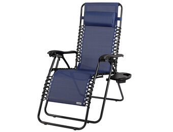 Ligstoel tuin - ligbed - 175x67x108 cm - donkerblauw