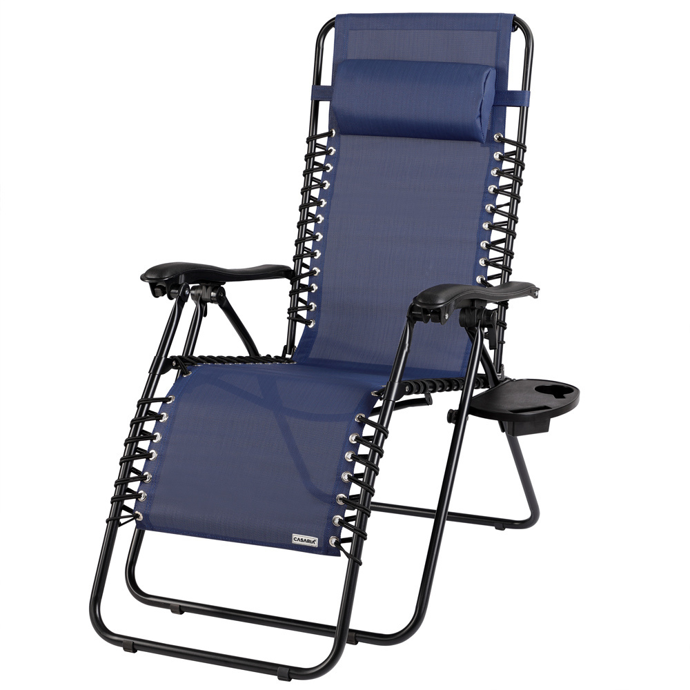 Ligstoel tuin - ligbed - 175x67x108 cm - donkerblauw