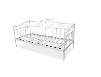 Bedframe 90x200 cm - metaal - wit - met lattenbodem - hartjes