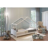 Huisbed kinderbed 90x200 cm massief hout wit met lattenbodem