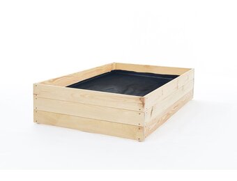 Moestuinbak - kweekbak - 120x120x27 cm - hout - met gronddoek
