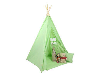Tipi tent - speeltent met vloermat en kussens – groen