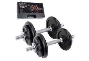 Halterset met koffer - dumbbellset 20 kg gietijzer