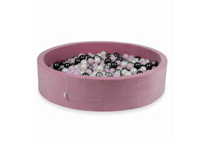 Ballenbak - 130x30cm roze, multicolour - rond - 600 ballen