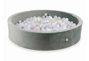 Ballenbak - rond - 130x30cm - grijs, pastel - 600 ballen