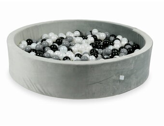 Ballenbak - 600 ballen - rond - 130x30cm - grijs, multicolour