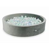 Ballenbak - 130x30cm - 600 ballen - grijs, multicolour - rond