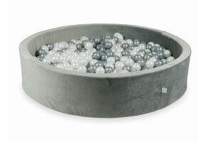 Ballenbak - grijs, multicolour - rond - 130x30cm - 600 ballen