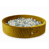 Ballenbak - 130x30cm - rond - goud, multicolour - 600 ballen