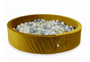 Ballenbak - 130x30cm - rond - goud, multicolour - 600 ballen