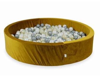 Ballenbak - 130x30cm - rond - goud, multicolour - 600 ballen