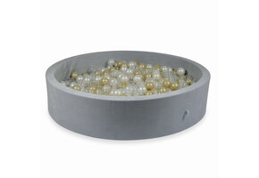 Ballenbak - rond - 130x30cm - 600 ballen - grijs, multicolour