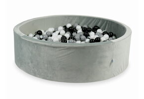 Ballenbak - 130x40cm - rond - grijs, multicolour - 700 ballen