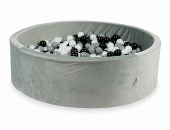 Ballenbak - 130x40cm - rond - grijs, multicolour - 700 ballen