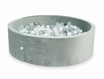 Ballenbak - rond - 130x40cm - grijs, multicolour - 700 ballen