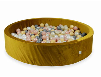 Ballenbak - 600 ballen - 130x30cm - goud, multicolour - rond