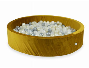 Ballenbak - 600 ballen - rond - 130x30cm - goud, multicolour