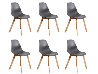Eetkamerstoelen KITO - set van 6 eettafel stoelen - grijs