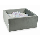 Ballenbak - vierkant - grijs - 90x90x40cm - 600 ballen - velvet