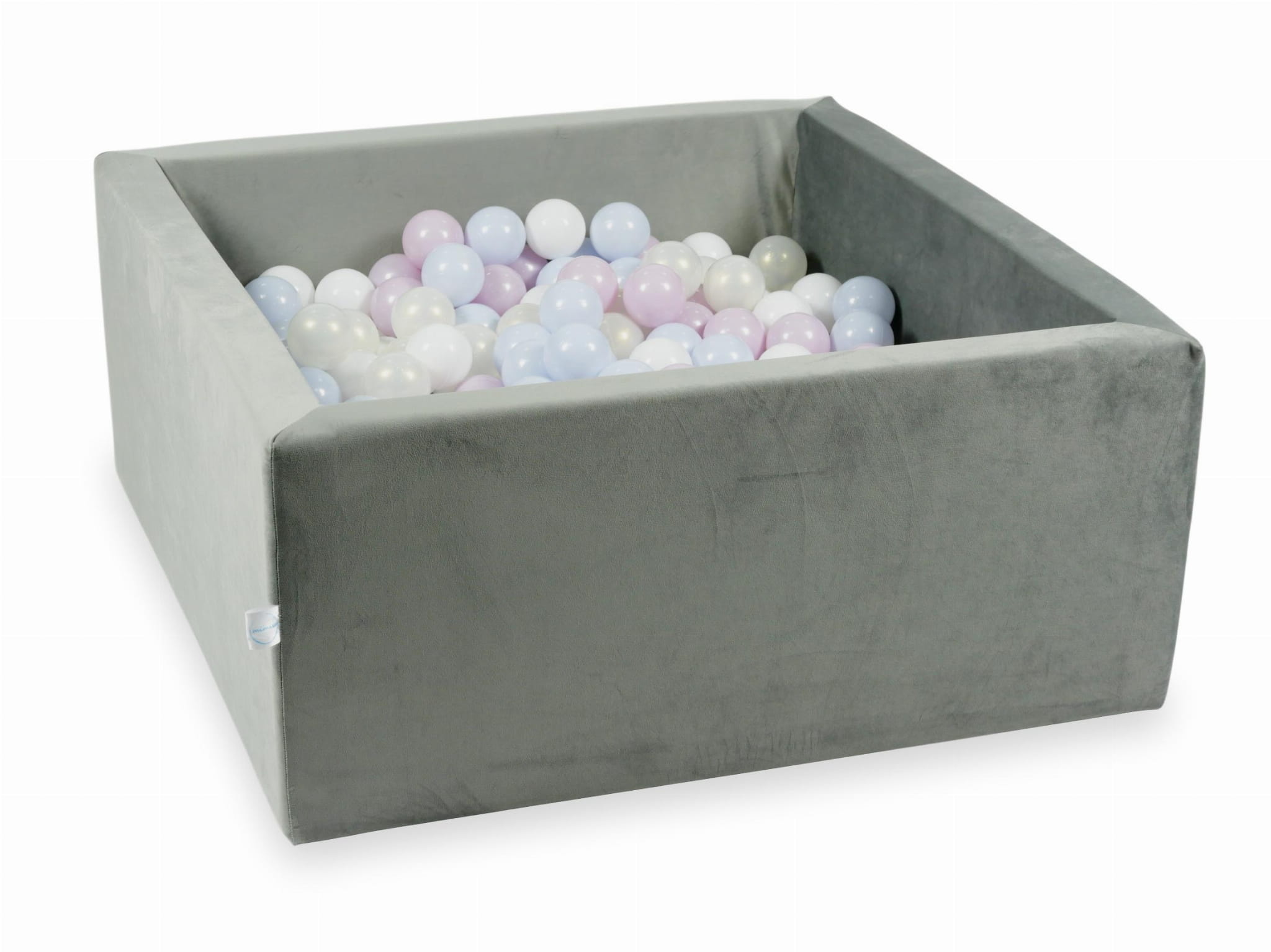 Ballenbak - vierkant - grijs - 90x90x40cm - 600 ballen - velvet