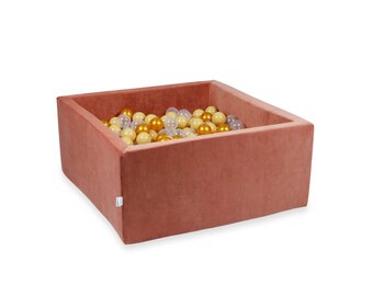 Ballenbak - velvet - 90x90x40cm - terra - 600 ballen