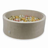 Ballenbak - 500 ballen - rond - beige - 110x40cm - velvet