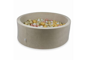 Ballenbak - 500 ballen - rond - beige - 110x40cm - velvet