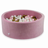 Ballenbak - 110x40cm - velvet - roze - 500 ballen - rond