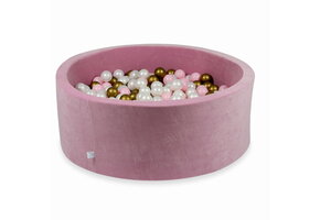 Ballenbak - 110x40cm - velvet - roze - 500 ballen - rond