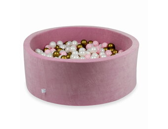 Ballenbak - 110x40cm - velvet - roze - 500 ballen - rond