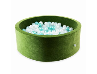 Ballenbak - zacht olijfgroen - velvet - 110x40cm - 500 ballen