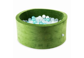 Ballenbak - zacht olijfgroen - velvet - 90x40cm - 300 ballen