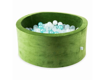 Ballenbak - zacht olijfgroen - velvet - 90x40cm - 300 ballen