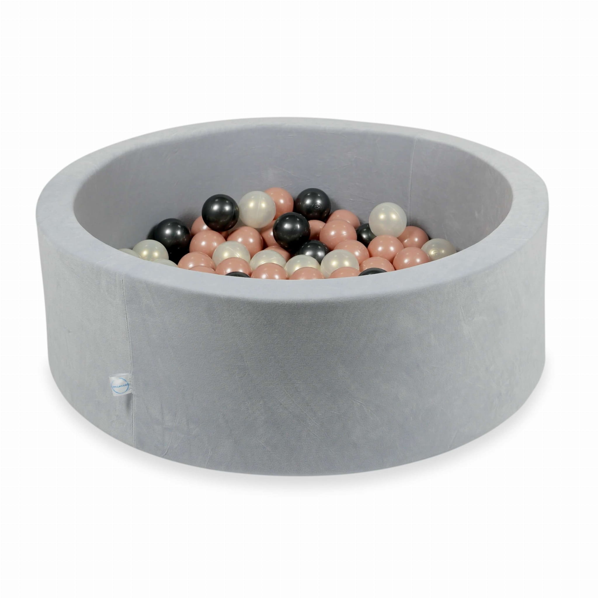 Ballenbak - 200 ballen - velvet - 90x30cm - rond - lichtgrijs