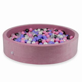 Ballenbak - 600 ballen - 130x30cm - roze - velvet - rond