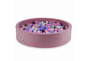 Ballenbak - 600 ballen - 130x30cm - roze - velvet - rond