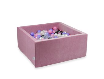 Ballenbak - 400 ballen - velvet - 90x90x40cm - roze